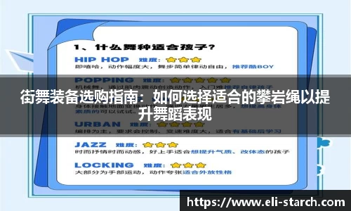 街舞装备选购指南：如何选择适合的攀岩绳以提升舞蹈表现