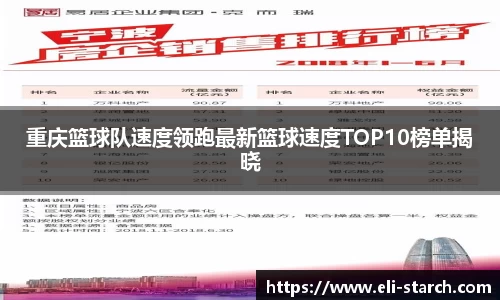 重庆篮球队速度领跑最新篮球速度TOP10榜单揭晓