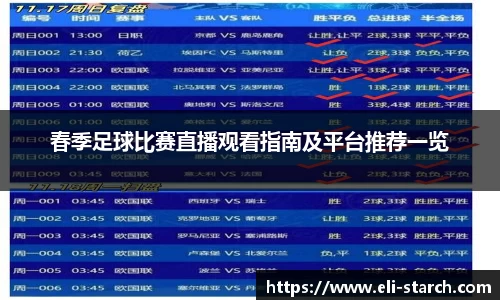 春季足球比赛直播观看指南及平台推荐一览