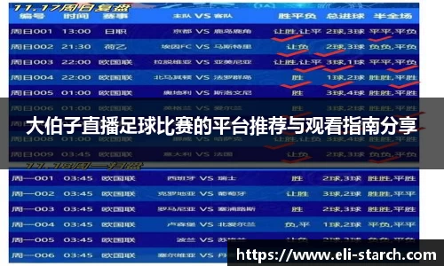 大伯子直播足球比赛的平台推荐与观看指南分享