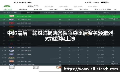中超最后一轮对阵揭晓各队争夺季后赛名额激烈对抗即将上演